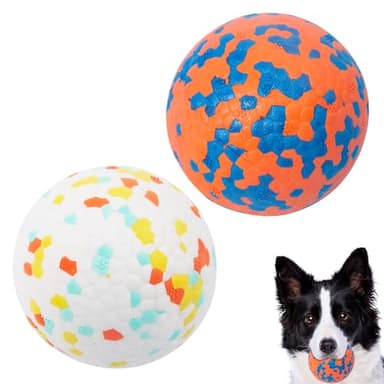 CyperGlory 2 Pack Indestructible Dog Tennis Balls for Aggressive Chewers: Interactive Pet Toys, Herding and Jolly Ball for Dogs, Durable, Bouncy, and Water Toy Fetch Balls (White, Orange) - Image 1
