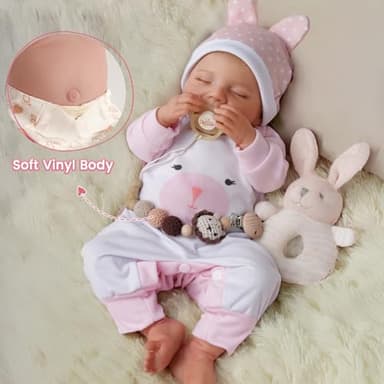 BABESIDE Silicone Baby Doll - 20-Inch Lifelike Reborn Baby Dolls Sweet Smile Realistic-Newborn Real Life Sleeping Girl with Toy Accessories Gift Set for Kids - Image 2