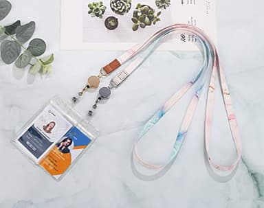 Cute Lanyard id Holder Durable Retractable Lanyards for ID Badges,Waterproof ID Badge Holder for Cruise Ships Key Cards (Cool Marble) - Image 7