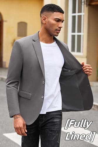 COOFANDY Mens Blazer Jacket Lightweight Suit Jacket Grey Casual Blazer Slim Fit Business Sport Coat - Image 3