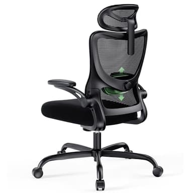 Marsail Ergonomic Office Chair with Headrest Mesh Office Computer Desk Chair with Adjustable Lumbar Support Rolling Work Swivel Task Chairs with Wheel 3D Armrests - Image 1