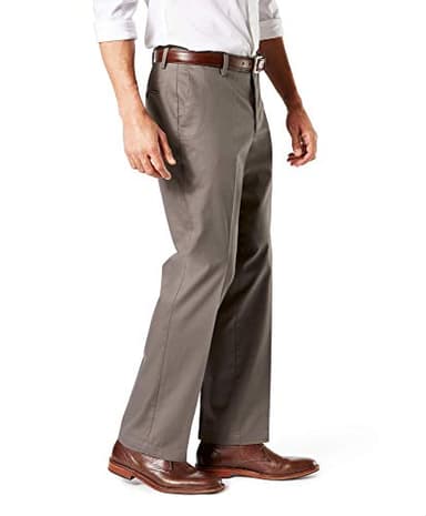 Dockers® Men's Straight Fit Signature Lux Cotton Stretch Khaki Pant - Creased, Dark Pebble, 34W x 34L - Image 2