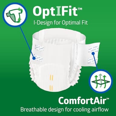 FitRight Adult Diapers, Ultra Heavy Absorbency, M (Waist Size 32in-44in), 80 Count, OptiFit Incontinence Briefs for Men and Women, Disposable, Moisture-Wicking, Leak Protection, - Image 2