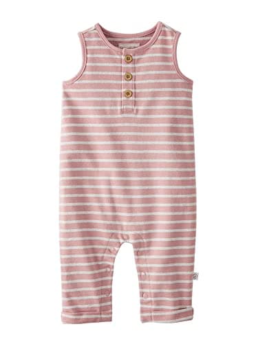 little planet by carter's unisex-baby Terry Jumpsuit made with Organic Cotton, Rose Stripes, 6 Months - Image 1