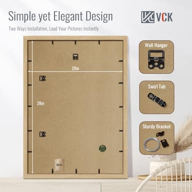 VCK 20x28 Picture Frame Set of 4 - Oak, Gallery-Quality Wood Poster Frames, 1.1-Inch Wide Border, Polished Plexiglass, Vertical or Horizontal Wall Display for Photo/Art/Prints, Natural Oak - Image 3