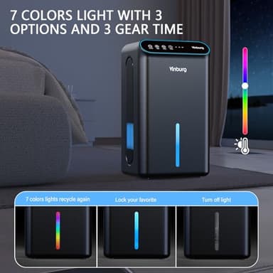 Dehumidifier for Home, Dehumidifier for Basement with 85 OZ Big Water Tank, (800 sq.ft.) Small Dehumidifier with Drain Hose for Bedroom Bathroom with Auto Shut Off, Timer, 7 Colors LED (Black) - Image 6