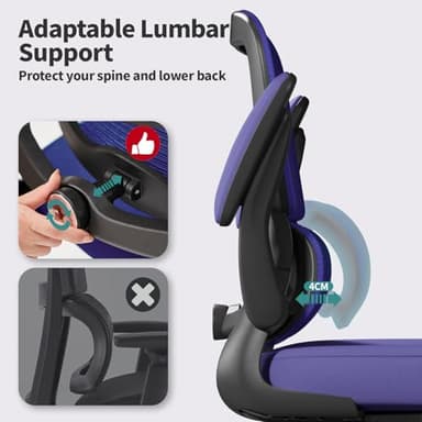 Office Chair - Ergonomic Desk Chair with Adjustable Lumbar Support, Mesh Computer Chair, Executive Chair for Home Office Comfortable Lumbar Support (Violet) - Image 4