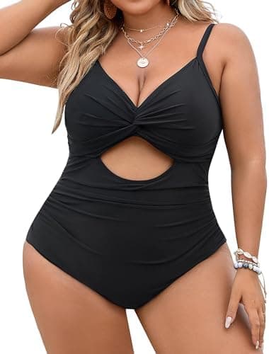 Blooming Jelly Womens Plus Size Bathing Suit Tummy Control One Piece Swimsuit Twist Front Ruched Swimwear - Image 2