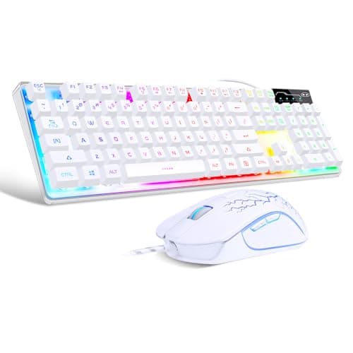 Gaming Keyboard and Mouse Combo, K1 RGB LED Backlit Keyboard with 104 Key for PC/Laptop(White) - Image 1