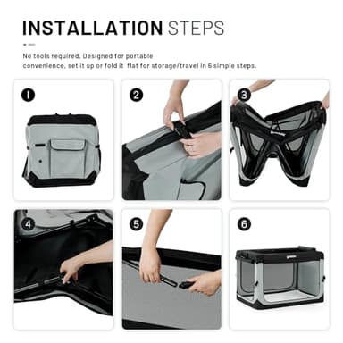 ZOMISIA 42 Inch Collapsible Dog Crate for Extra Large Dogs - XL Dog Travel Crate Portable with Breathable Mesh Windows, Soft Sided Dog Kennel Foldable for Indoor and Outdoor, Grey - Image 5