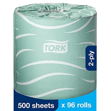 Tork Septic Safe Toilet Paper, White, 2-Ply 100% Recycled, Eco-Friendly, T24 Compatible 96 Rolls x 500 Sheets (TM1616S) - Image 2