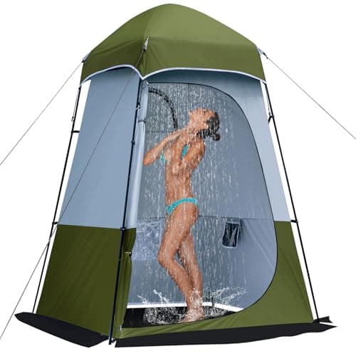 Camping Shower Tent, 7.9 FT Oversize Changing Tents, Portable Outdoor Bathroom Toilet Tent with Floor, Easy Set Up Privacy Shelter for Dressing, Hiking, Fishing, UPF50+ - Image 1