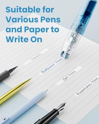 Four Candies Refillable Retractable White Correction Tape, 2PCS White Cute Smooth Push Pull Out Tape with 4 Extra Refills, Aesthetic Pen Shaped Applicator for School Office Supplies (Pink Apricot) - Image 9