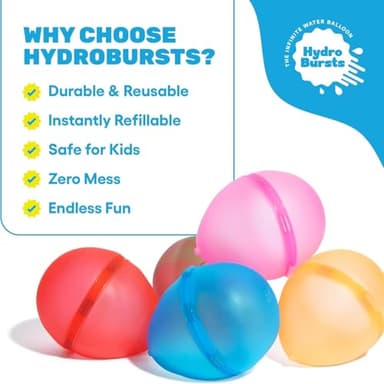 Hydroburst 6-pack Reusable Water Balloons by Relatable, For The Pool, Beach Toys And Outdoor Play Toys, Includes 6 Refillable Balloons - Image 3