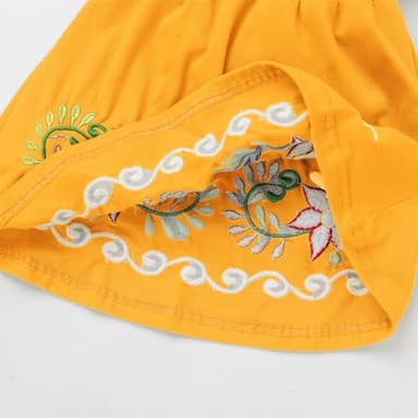 Baby Girls Mexican Dress Sleeveless Off Shoulder Flowers Embroidery Dresses Toddler Traditional Mexico Themed Birthday Party Clothe Cinco De Mayo Outfit Hawaii Holiday Casual Sundress Yellow 2-3T - Image 6