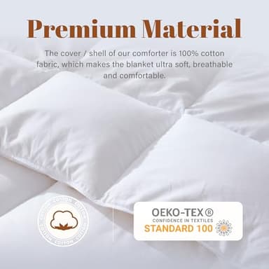 Cosybay Queen Size Feather Down Fiber Comforter - Ultra Fluffy 100% Cotton Duvet Insert, All Season Hotel Luxury Bedding with Corner Tabs, 90"x90" White - Image 4