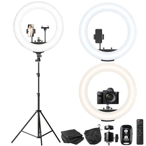 UBeesize 22'' Ring Light with 72'' Stand, 65W Large Ring Light with Phone Holder, Dimmable LED Light for Makeup Barber Stylist Tattoo YouTube TikTok Photography - Image 1