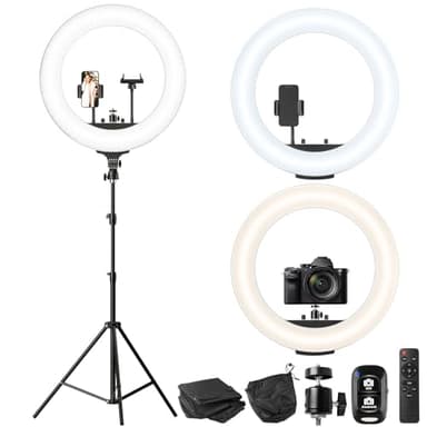 UBeesize 22'' Ring Light with 72'' Stand, 65W Large Ring Light with Phone Holder, Dimmable LED Light for Makeup Barber Stylist Tattoo YouTube TikTok Photography - Image 1