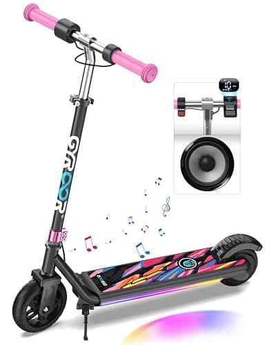 Gyroor Electric Scooter for Kids, E-Throttle 150W Motor LED Display, H30Max-Pink - Image 1