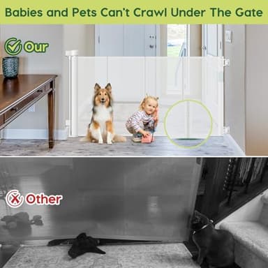 Reinforced 55" Wide Retractable Baby Gates for Doorways to Prevent Crawling Under, Outdoor Retractable Gate, Mesh Child Safety Gates for Toddlers, Indoor/Outdoor Baby Gate for Deck/Porch/Patio, White - Image 4