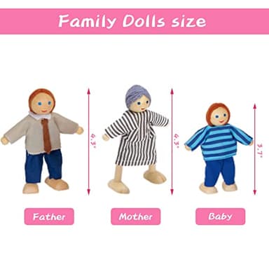 Giant bean Large Pink Wooden Dollhouse with Furniture for Girls with Doorbell, Light,Elevator, 6 Rooms 2.6ft High,15 Pcs Furniture & 3 Dolls, Kids Playhouse Toy for Girls 3-7+, 31.5" x 25" x 12.2" - Image 8