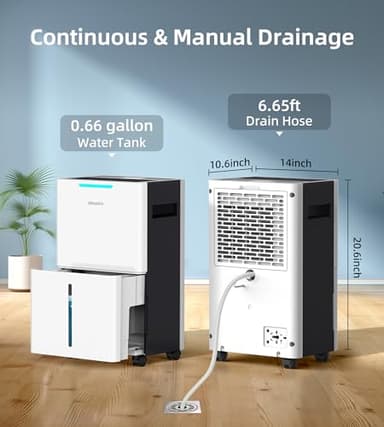 Aiusevo 5000 Sq. Ft Dehumidifier, Max 52 Pint/Day Dehumidifiers for Home with Drain Hose, 3 Modes, Child Lock, 24H Timer, Auto Defrost, for Basement, Bedroom, Rv, Large Room, Closet, Garage - Image 4