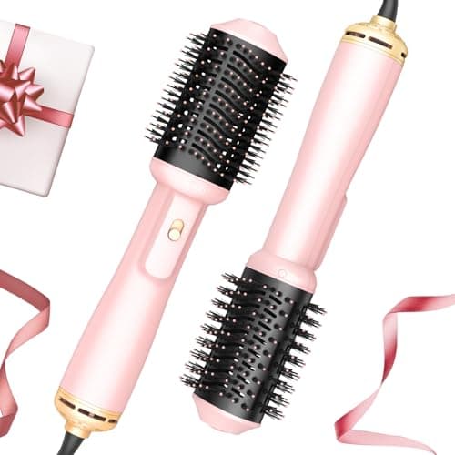 Lopeie Hair Dryer Brush Blow Dryer Brush in One, 4 in 1 Hair Dryer and Styler Volumizer with Oval Barrel, Professional Salon Hot Air Brush for All Hair Types, Bright Pink