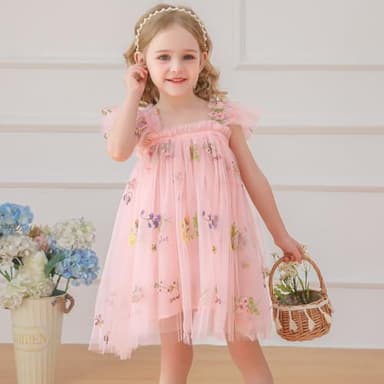 TTYAOVO Toddler Baby Dress Birthday Party Tulle Girl Dresses Size 80(12 Months, 2109 Pink) - Image 3