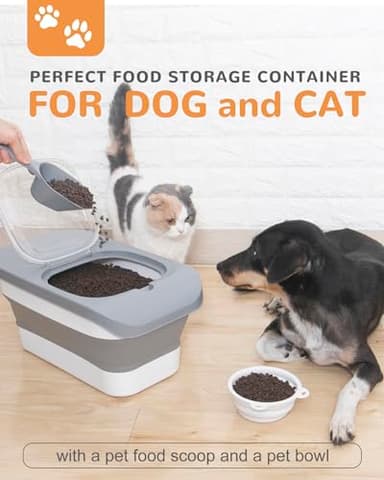 DDMOMMY 10-13 Lbs Dog Food Stroage Container, Collapsible Dog Food Containers with Airtight Lid, Pet Food Scoop and Silicone Dog Bowl, Pet Food Storage Container Dry Food for Dog, Cat and Other Pets - Image 4