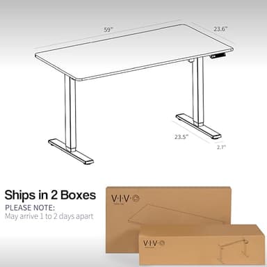 VIVO Electric 60 x 24 in Standing Desk, Memory Height Adjustment, 1B Series, One-Piece Black Top, Black Frame, DESK-KIT-1B6B - Image 3