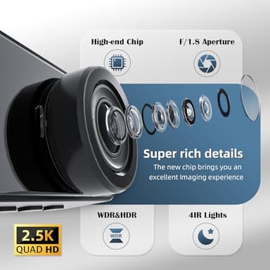 3 Channel Dash Cam Front and Rear Inside, Free 64G SD Card, Triple Dash Camera for Cars, 2.5K UHD Vital Dash Cam, 3.18" IPS Large Screen, IR Night Vision, 24/7 Recording Parking Mode Monitor（Black） - Image 2