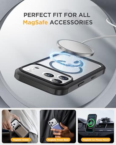 Miracase Magnetic for iPhone 17 Pro Case 6.3" [Compatible with MagSafe] Full-Body Phone Case with Built-in Glass Screen Protector & Camera Control,Drop Proof iPhone 17 Pro Cover, Black - Image 7