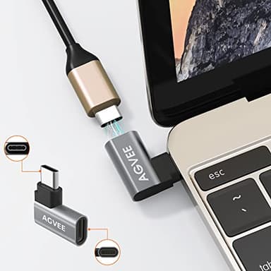 AGVEE 4 Pack Side Angle 90 Degree USB-C Male to USB-C Right Angled Female Adapter (Type-C 3.2 Gen 2) Converter Video Type-C 10G Data Extension Coupler Converter Connector, Black - Image 5
