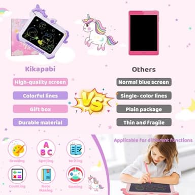 Kikapabi LCD Writing Tablet for Kids, Unicorn Toys Gifts for 3 4 5 6 7 Year Old Girls, Colorful Drawing Doodle Board, Toddler Educational Travel Toys Christmas Birthday Purple - Image 8