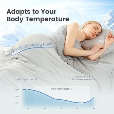 Cozy Bliss Viscose Cooling Comforter King Size, Reversible Cooling Blanket for Hot Sleepers and Night Sweats, Q-Max 0.4 Breathable Summer Comforter Quilt, Lightweight Soft Silky Smooth, Cool Grey - Image 2