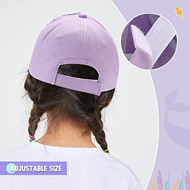Baby Girls Baseball Cap Toddlers Baseball Hat Baby Girls Snapback Cap Adjustable Trucker Cap for Kids Ages 4-8 Years Girls Cute Visor Hat with Mermaid - Image 4