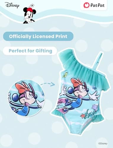 Disney Mickey and Friends Girls Swimsuits Minnie Mouse UPF 50 One Piece Bathing Suits Ruffle Sport Summer Beach Swimwear Green Quick Dry Size 12-13Y - Image 3