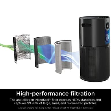 Shark AP1000 Clean Sense Air Purifier MAX, Allergies, HEPA Filter, 1100 Sq Ft, XL Room, Living Room, Whole Home, Captures 99.98% of Particles, Pollutants, Dust, Smoke, Allergens & Smells, Grey - Image 2