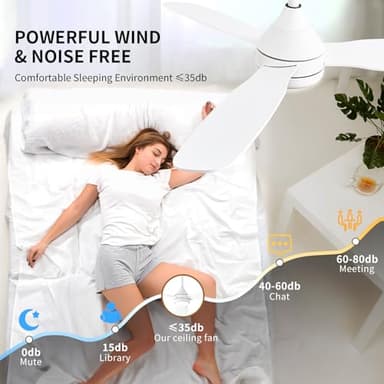 SAMPHON Ceiling Fans with Light and Remote Control, 42'' White Modern Ceiling Fan with Light, Dual-Sided Blades Ceiling Fan with Reversible Motor, 6 Speed for Living Room, Bedroom, Kitchen - Image 8