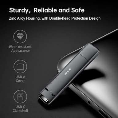 SSK 2TB SSD USB C Stick up to 1000MB/s,Fast External SSD Dual Drive Type-C + USB A 3.2 Gen 2 Solid State Thumb Drive,USB Memory Stick for iPhone 15/PS4/Android Phone/Tablet/Windows/Mac - Image 5