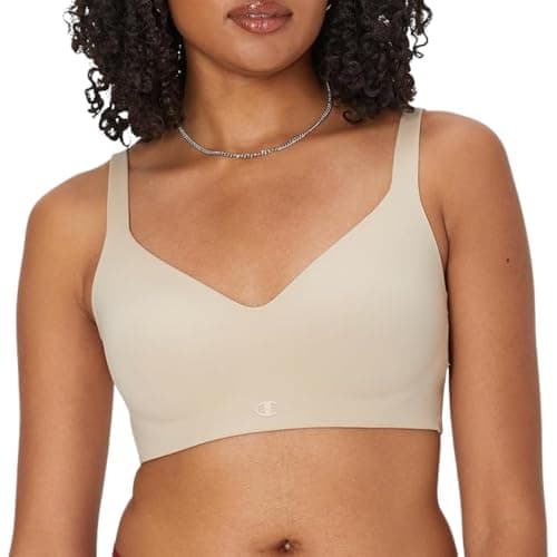 Champion Women's Sports, Soft Touch, Moisture-Wicking Bra, Retired, Champagne Frost, Small - Image 1