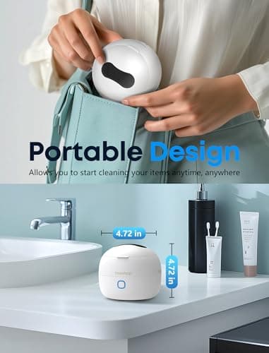 Ultrasonic Retainer Cleaner, 45kHz Denture Cleaner Machine with 3 Modes, 200ML Dental Cleaning Pod for Dentures, Mouth Guards, Aligner, Night Guard, Braces, Jewelry (White) - Image 6