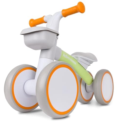 Baby Balance Bike for 1 Year Old Boys Girls 12-24 Month Toddler Balance Bike, Storage Basket, 4 Wheels and Adjustable Seat, Toddler First Bike, First Birthday Gifts - Image 1
