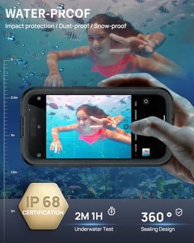 Lanhiem Magnetic for iPhone 16 Pro Max Case, IP68 Waterproof Dustproof Case, [Compatible with Magsafe] [Built-in Screen Protector] Full Body Heavy Duty Rugged Phone Cover 6.9 inch, Black/Clear - Image 3