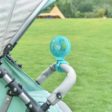 HomeLifairy Portable Stroller Fan, USB or Rechargeable Battery Operated with 3 Speeds and 360°Rotate, Cooling Clip On for Baby Crib Travel Car Seat Blue - Image 2