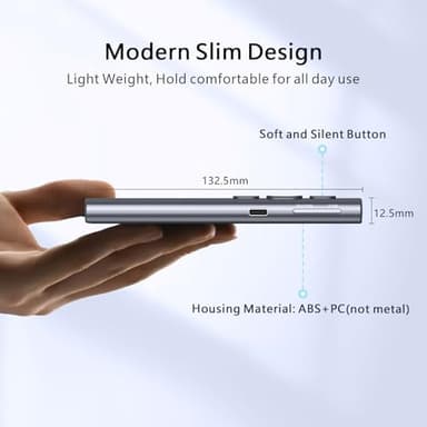 Norwii N95 Presentation Clicker, PowerPoint Clicker for Presentation Remote, Rechargeable Wireless Presenter Pointer, Slide Advancer for PC/Laptop/e-Book in Classroom, Auditorium, Church (Red, USB-A) - Image 8