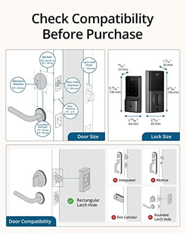 eufy Security Smart Lock C210, Keyless Entry Door Lock, Built-in WiFi Deadbolt, Smart Door Lock, No Bridge Required, Easy Installation, Touchscreen Keypad, App Remote Control, 4 AA Batteries Included - Image 6