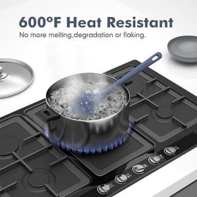 ChefAide 5 Pieces Silicone Spatula Set, Food Grade Rubber Spatula, Upgrade Strong Handle with Ergonomic Grip, Heat Resistant Up to 600°F for Nonstick Cookware, Cooking - Image 6