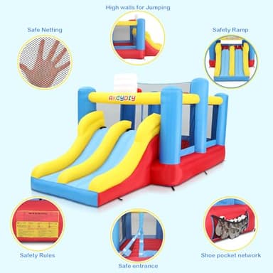 Big Bounce House for Kids 8-12 Girls/Boys Gifts, 15ft Ball Game Inflatables Bouncy House with Double Slide 3-12 Bouncy Castle with Blower, Jump House with Slide, Double Basketball Hoop - Image 6
