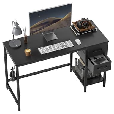 Cubiker Computer Home Office Desk with Drawers, 47 Inch Small Desk Study Writing Table, Modern Simple PC Desk, Black - Image 1